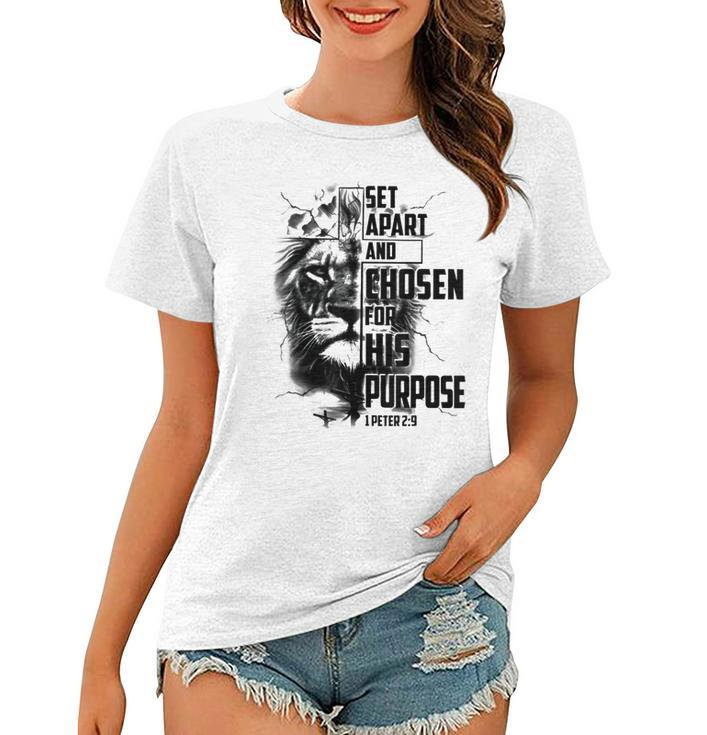 Set Apart And Chosen For His Purpose Lions Cross Christian  Women T-shirt