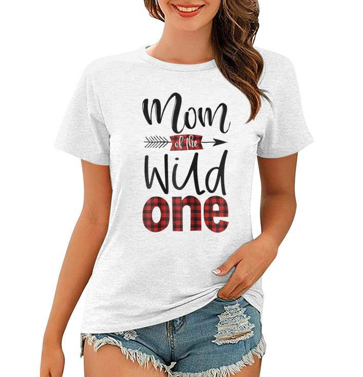 Womens Mom Of The Wild One Shirt Plaid Lumberjack 1St Birthday Tee Women T-shirt