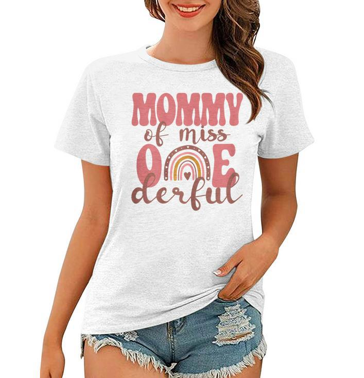 Womens Mommy Of Little Miss Onederful  1St Bday Boho Rainbow  Women T-shirt