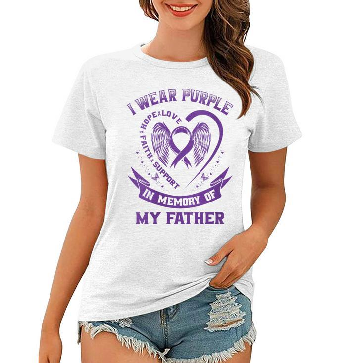 Womens Purple In Memory Of Father Dad Pancreatic Cancer Awareness  Women T-shirt