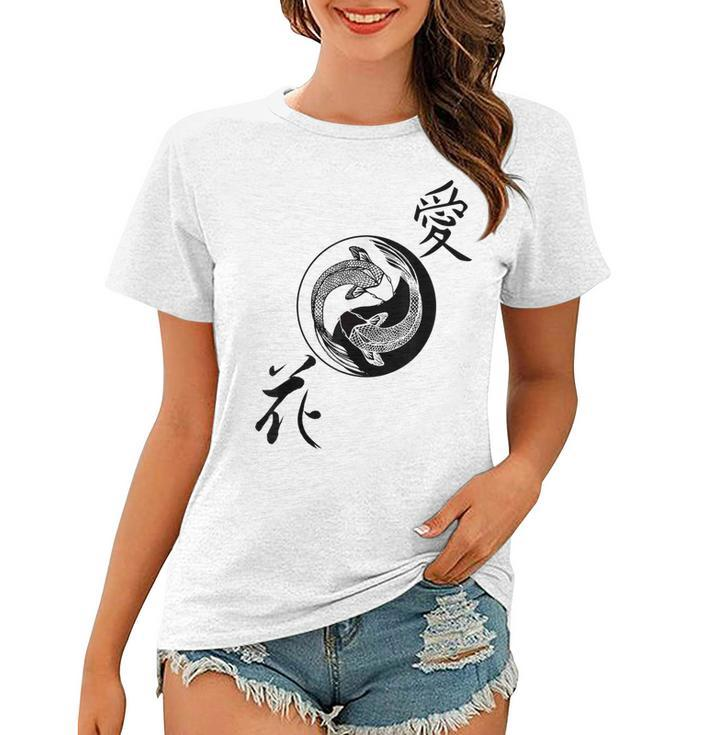Yin Yang Koi Fish Butterfly  Nishikigoi Gift Women T-shirt