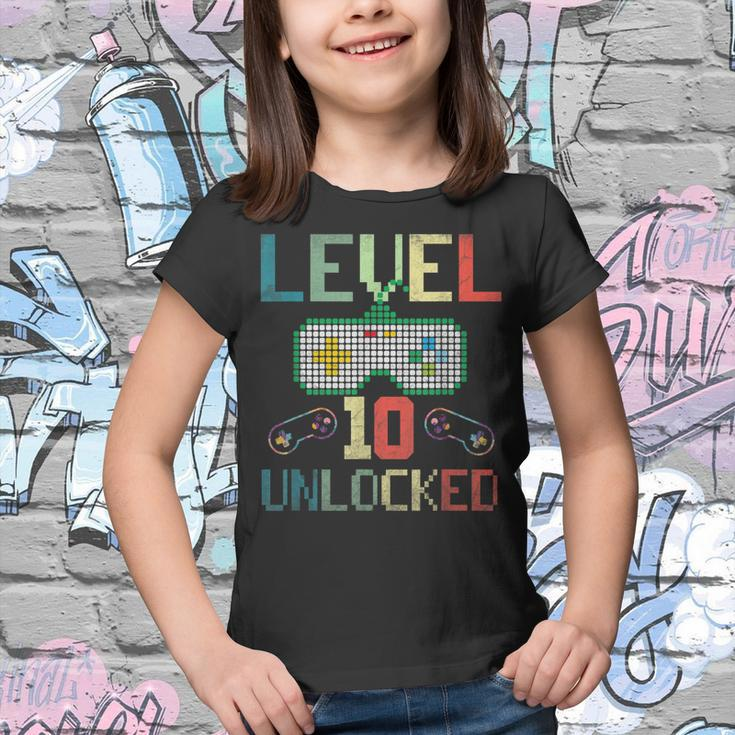 10 Year Old Gifts Level 10 Unlocked 10Th Birthday Boy Gaming Youth T-shirt