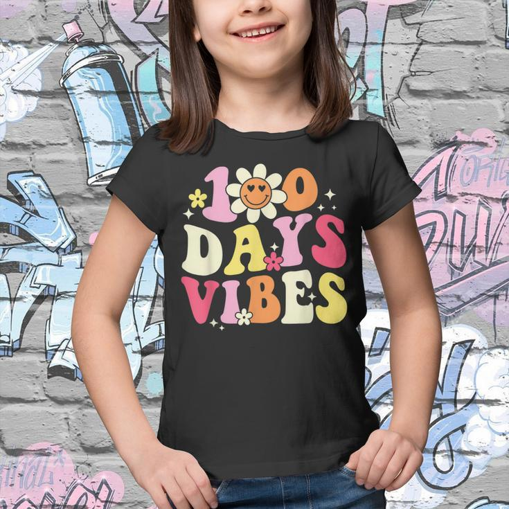 100 Days Of School Vibes 100Th Day Of School Retro Groovy V5 Youth T-shirt