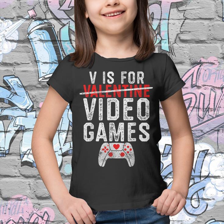 V Is For Video Games Valentines Day Gamer Men N Boys Gift  Youth T-shirt