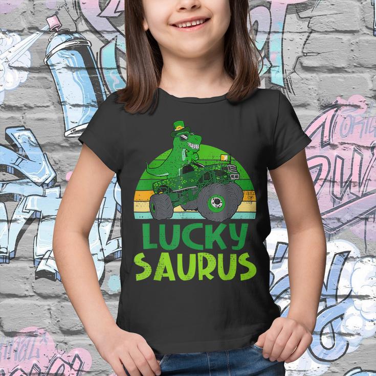 Lucky Saurus Shamrock St Patricks Day Dinosaur Boys Men  Youth T-shirt