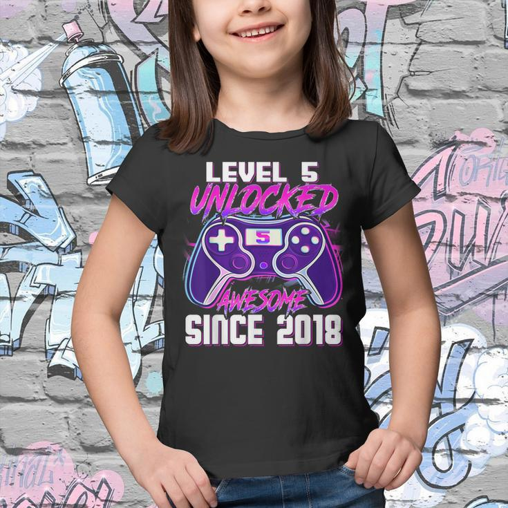 5 Year Old Boy Level 5 Unlocked Awesome 2018 5Th Birthday Youth T-shirt