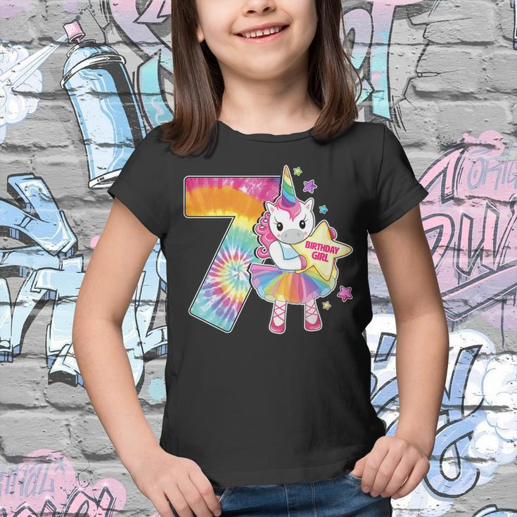 7Th Birthday Unicorn Shirt Gift For Girls Age 7 Tie Dye Tee Youth T-shirt