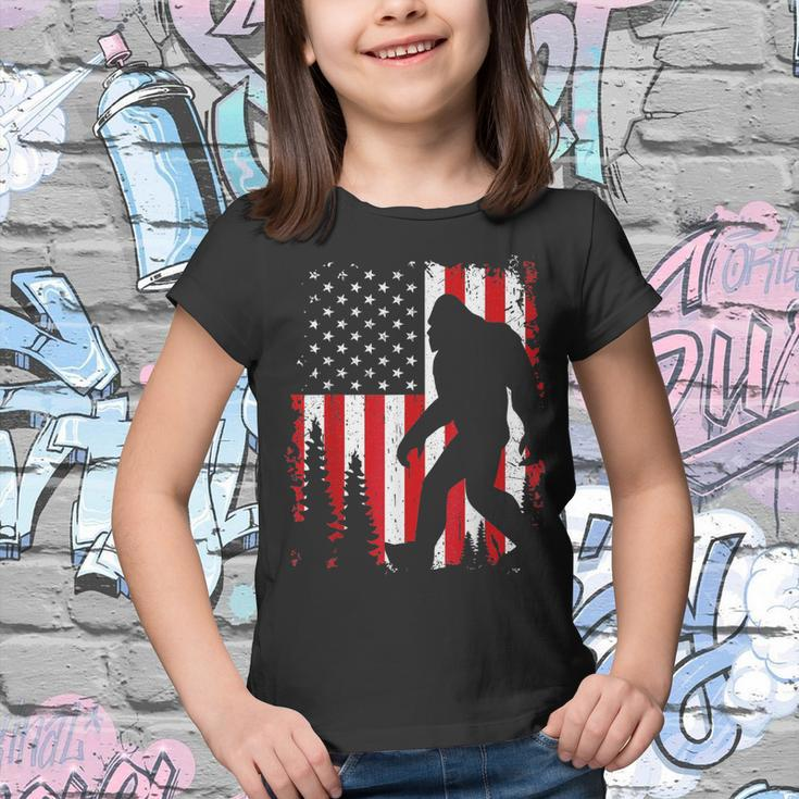 Bigfoot 4Th Of July American Usa Flag Patriotic Kids Youth T-shirt