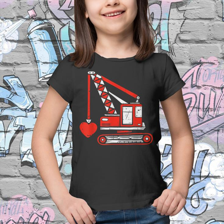 Crane Heart Valentines Day Couples Boys Kids Funny Youth T-shirt