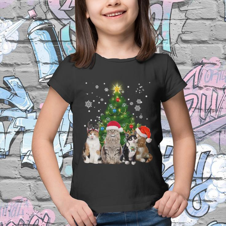 Cute Cat Christmas Tree Cat Lover Xmas Cat Mom Gift Youth T-shirt