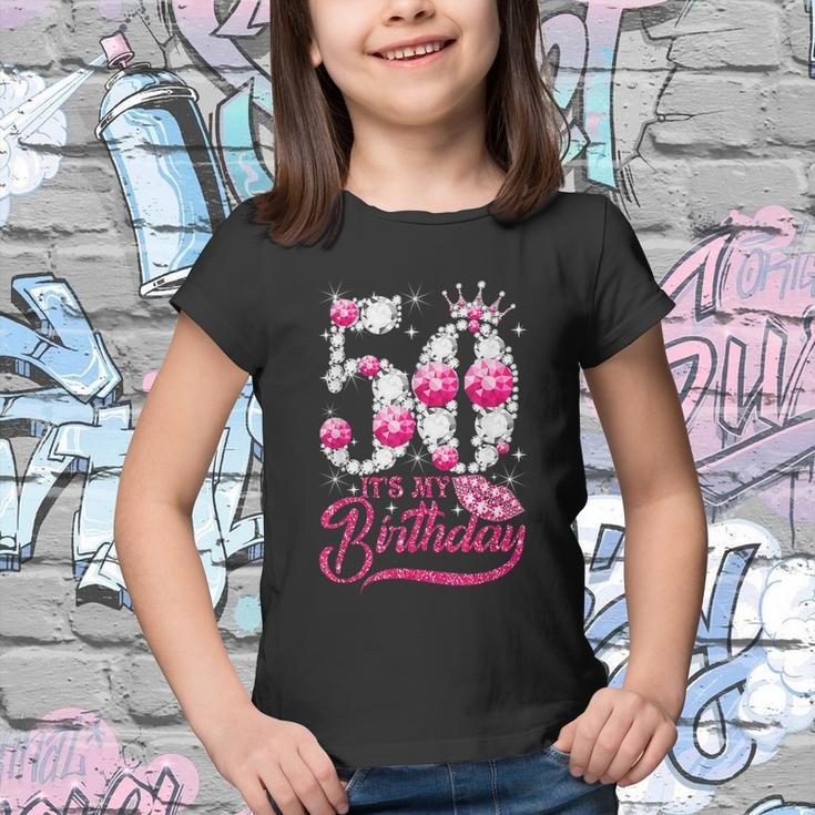 Cute Gift Its My 50Th Birthday Queen 50 Years Old Shoes Crown Diamond Funny Gif Youth T-shirt