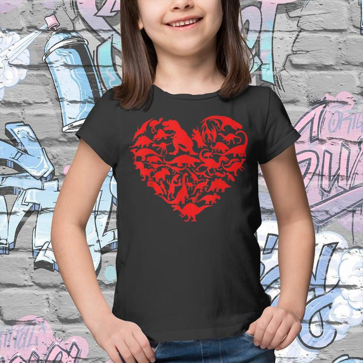 Dinosaur Love Heart Cute Valentines Day Boys Kids Toddlers Youth T-shirt