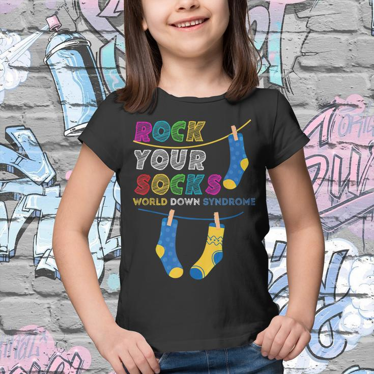 Down Syndrome Awareness Rock Your Socks Girls Boys Youth T-shirt