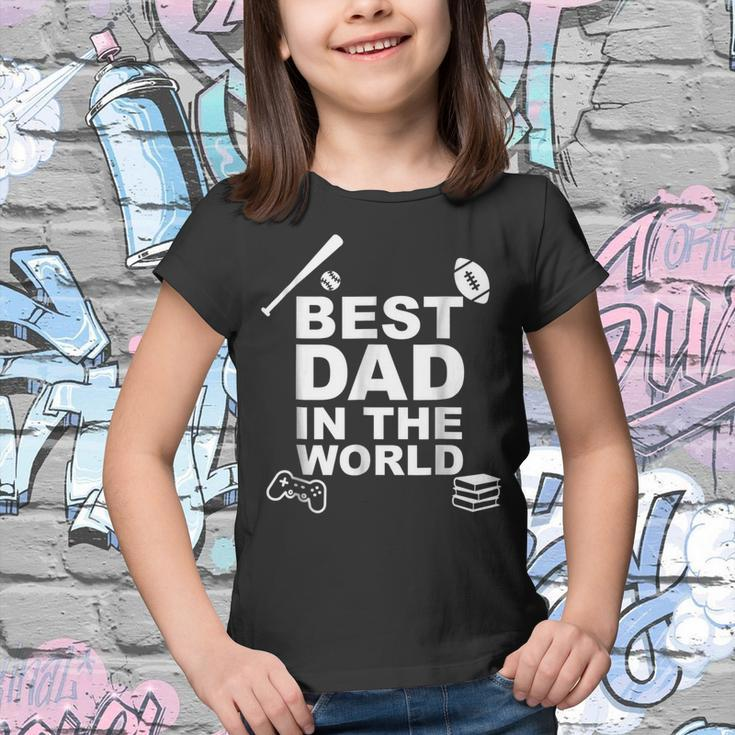 Fathers DayBest Dad Sports Video Games Books Gift For Mens Youth T-shirt