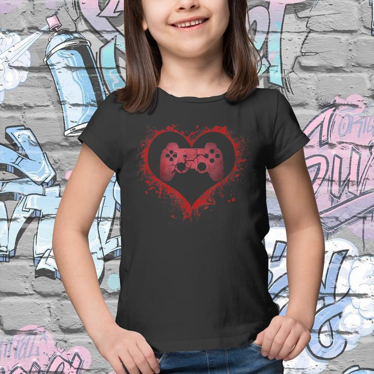 Gamer Heart Valentines Day Video Games Boys Kids Teens Gift Youth T-shirt