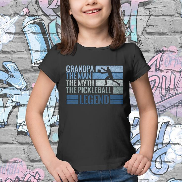 Grandpa Myth Pickleball Legend Vintage Blue Graphic Funny Gift Youth T-shirt