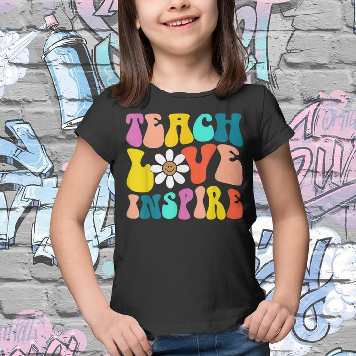 Groovy Retro 100 Day Of School Teach Love Inspire Teacher Youth T-shirt