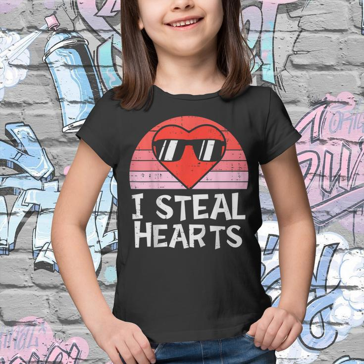 I Steal Hearts Vintage Valentines Day Cool Herat Boys Kids Youth T-shirt