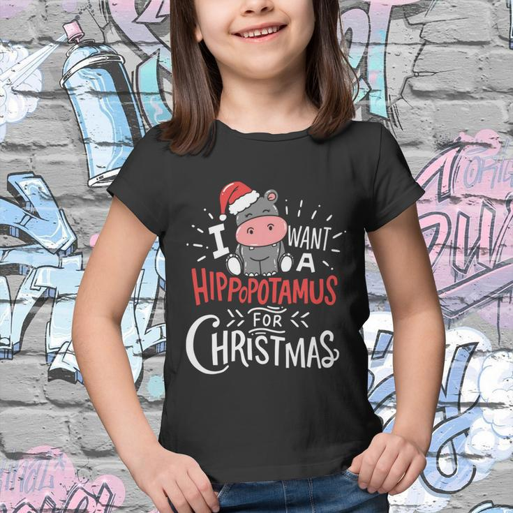 I Want Hippopotamus For Christmas Hippo Xmas Cute Gift Youth T-shirt