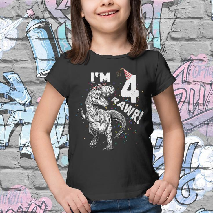 Kids 4 Year Old Birthday Gift Shirt Roar Im 4 Dinosaur Youth T-shirt