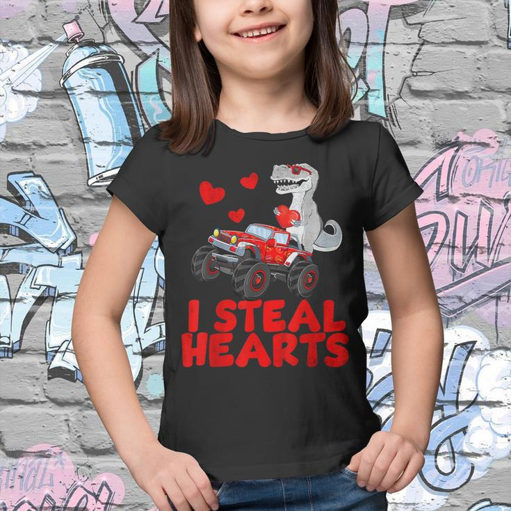 Kids I Steal Hearts Dinosaur Valentines Day For Baby Boys Youth T-shirt