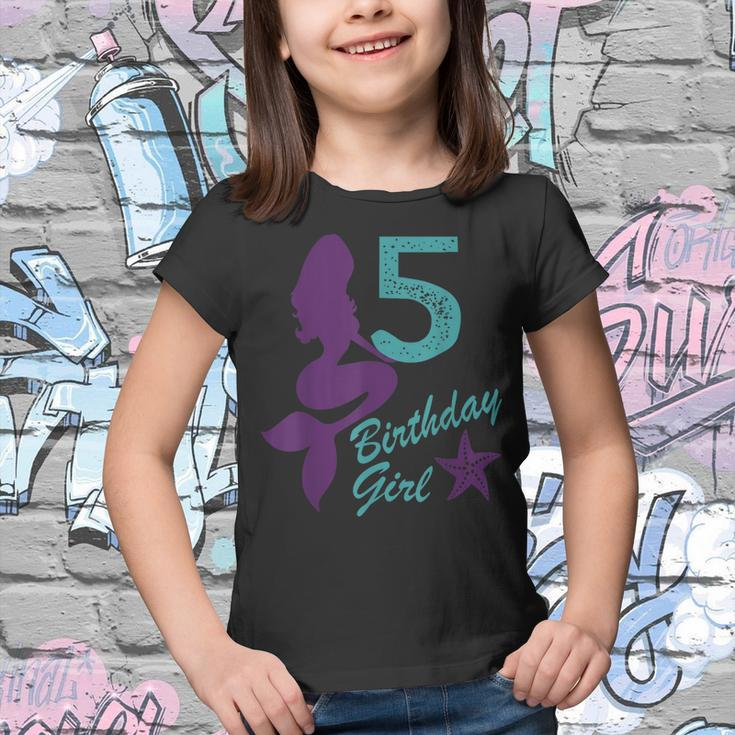 Kids Mermaid Birthday Shirt For Girls 5 Tshirt Birthday Girl Youth T-shirt