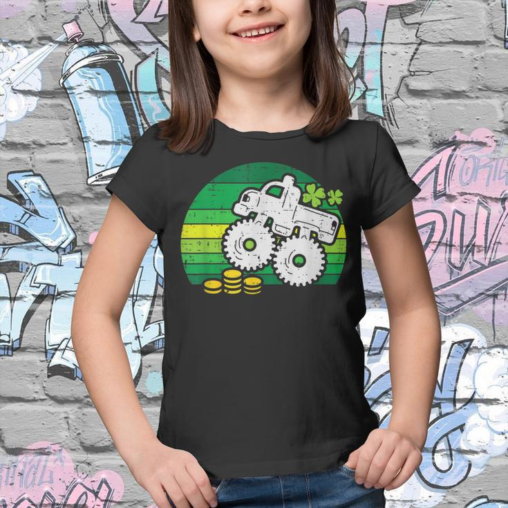 Kids Monster Truck Shamrock Retro St Patricks Day Boys Kids Youth T-shirt