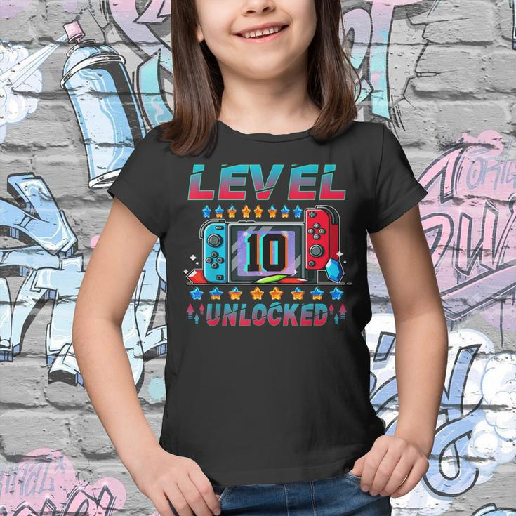 Level 10 Unlocked 10Th Birthday Video Game 10 Year Old Youth T-shirt