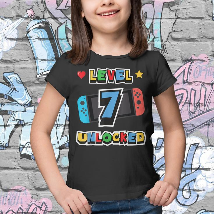 Level 7 Unlocked 7Th Birthday Kids Video Game 7 Years Old Youth T-shirt