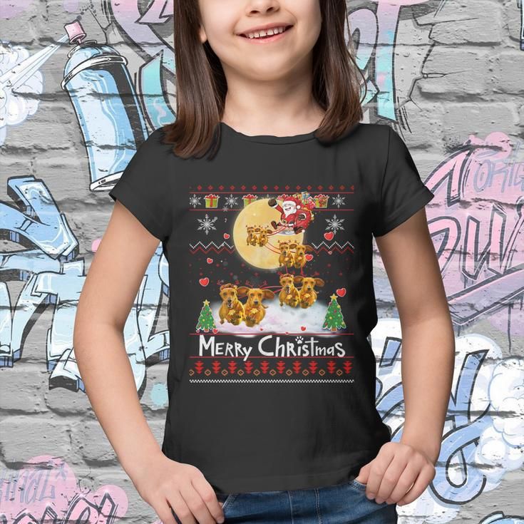 Pajama Reindeer Dachshund Tree Xmas Ugly Christmas Sweater Gift Youth T-shirt
