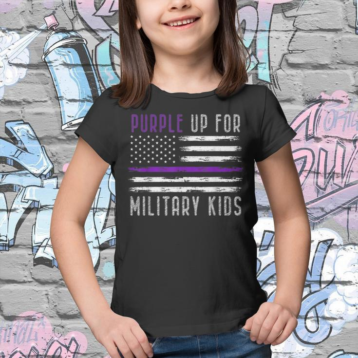 Purple Up Military Child Month 2023 Usa Flag Military Kids Youth T-shirt