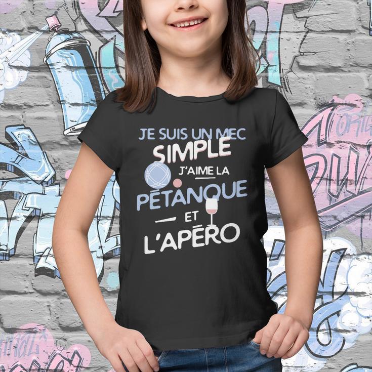 Schwarzes Kinder Tshirt Je suis un mec simple - Pétanque & Apéro Fan