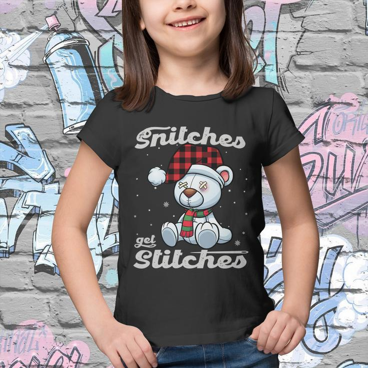 Snitches Get Stitches Elf Xmas Funny Snitches Get Stitches Youth T-shirt