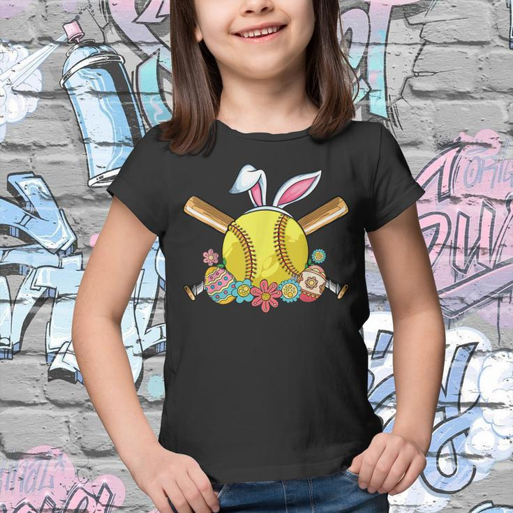 Softball Player Easter Ear Boys Ns Easter Bunny Softball Youth T-shirt