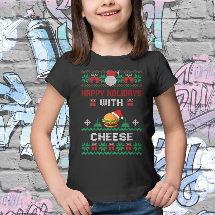 Ugly Christmas Sweater Burger Happy Holidays With Cheese V3 Youth T-shirt