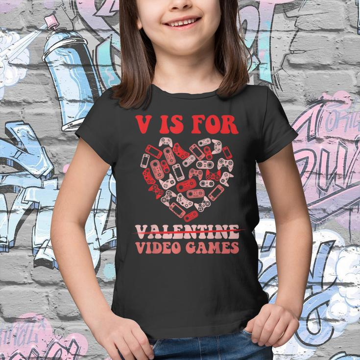 V Is For Video Games Valentines Day Heart Gamer Boy Men Youth T-shirt