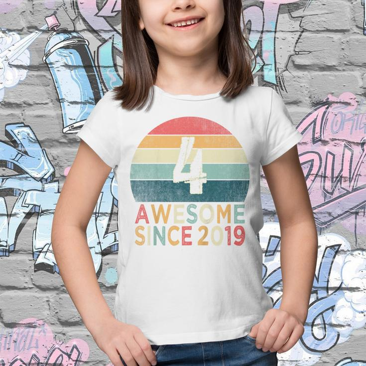 Kids 4Th Birthday Vintage Retro 4 Years Old Awesome Since 2019 Youth T-shirt