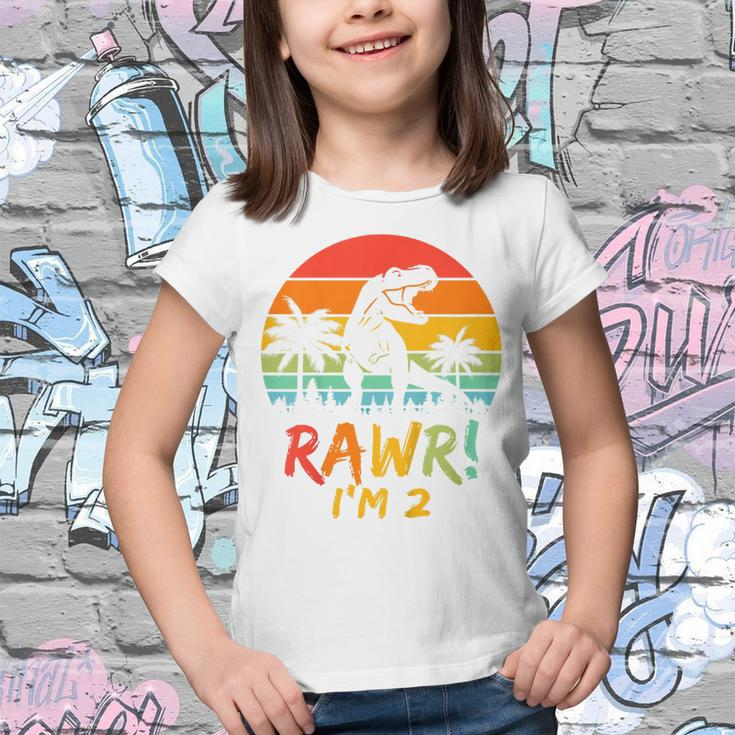Kids Rawr I’M 2 Dinosaur 2 Years Old GiftsRex 2Nd Birthday Boy Youth T-shirt