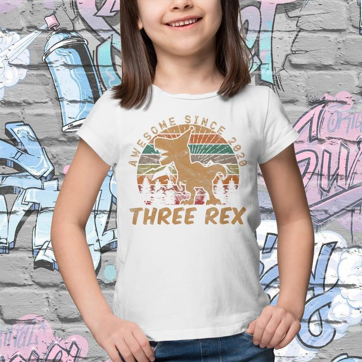 Kids Three Rex 3Rd Birthday Gifts Third Dinosaur 3 Year Old V2 Youth T-shirt