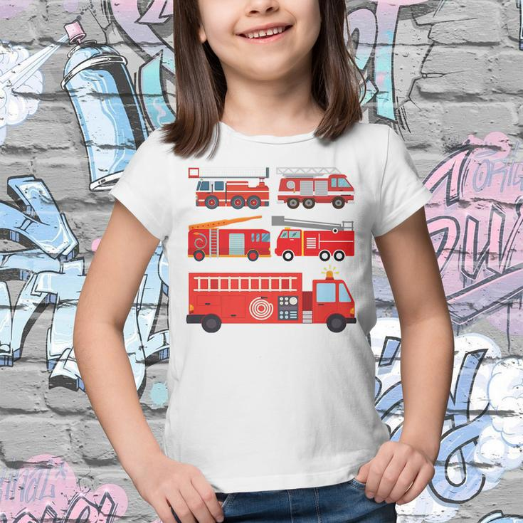 Types Of Fire Truck Toddler Boy Firefighter Trucks Gift Youth T-shirt