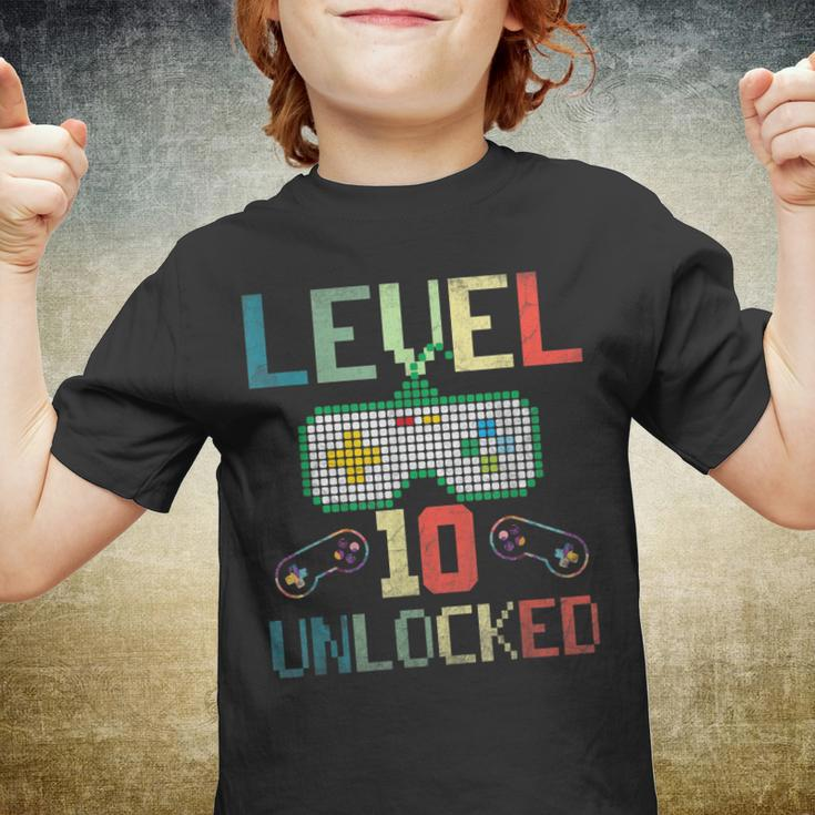 10 Year Old Gifts Level 10 Unlocked 10Th Birthday Boy Gaming Youth T-shirt