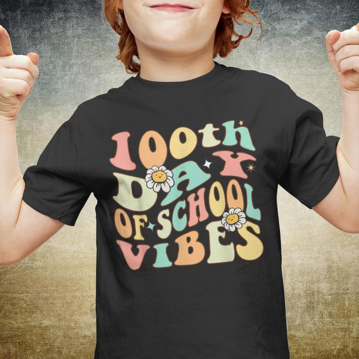 100 Days Of School Vibes 100Th Day Of School Retro Groovy V7 Youth T-shirt