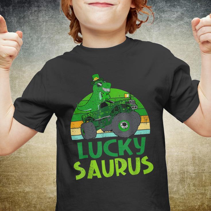 Lucky Saurus Shamrock St Patricks Day Dinosaur Boys Men  Youth T-shirt