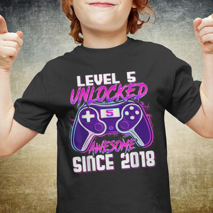 5 Year Old Boy Level 5 Unlocked Awesome 2018 5Th Birthday Youth T-shirt