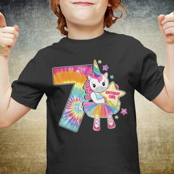7Th Birthday Unicorn Shirt Gift For Girls Age 7 Tie Dye Tee Youth T-shirt