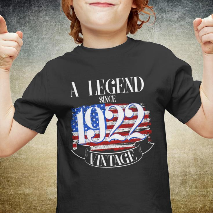 A Legend Since 1922 100Th Birthday Vintage Usa Flag Youth T-shirt