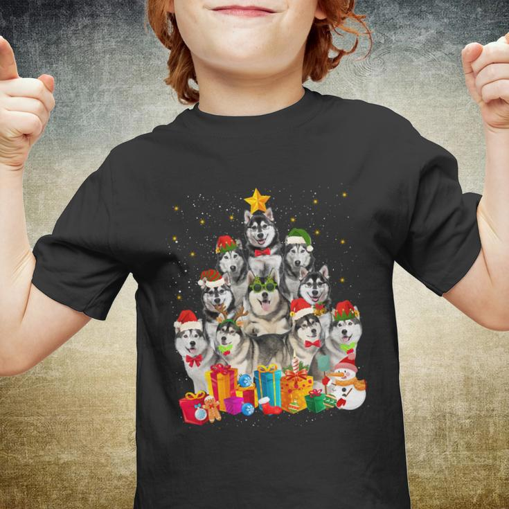 Christmas Funny Siberian Husky Dog Tree Xmas Pet Dog Lover Meaningful Gift Youth T-shirt