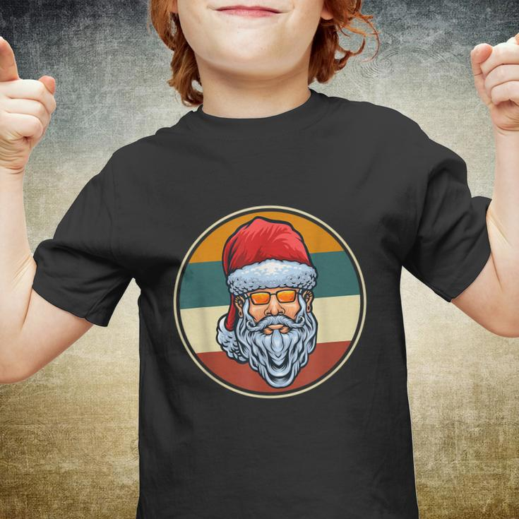 Funny Santa Claus Face Sunglasses With Hat Beard Christmas Vintage Retro Youth T-shirt
