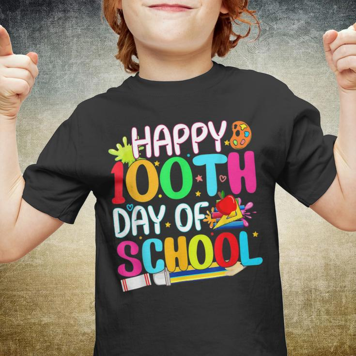 Happy 100Th Day Of School Teachers Kids Happy 100 Days Youth T-shirt