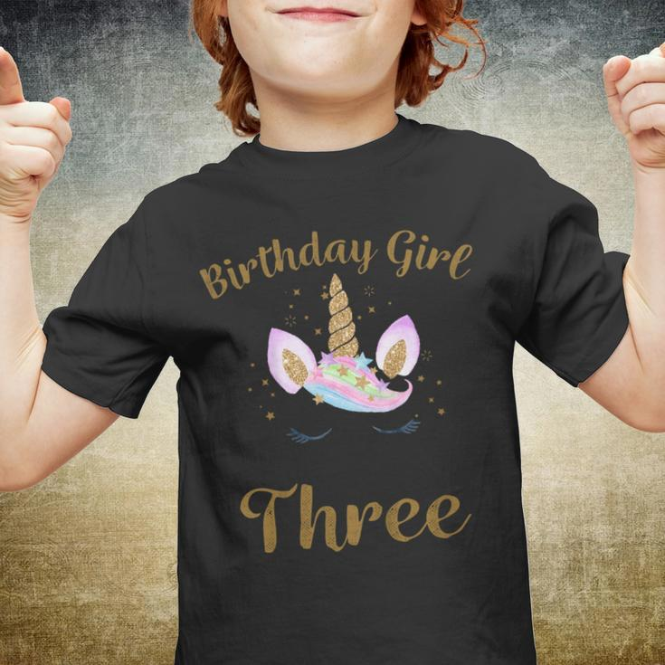 Kids 3Rd Birthday Girl Shirt Unicorn Third Birthday Girl Outfit Youth T-shirt